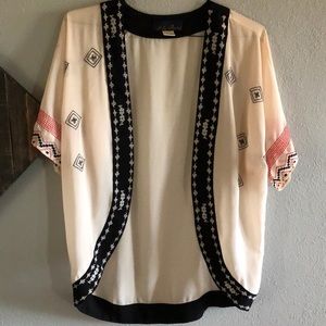 Boho Kimono: cream, black, red